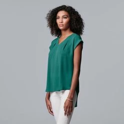 Petite Simply Vera Vera Wang V-Neck Top Deep Blue Sea -Simply Vera Vera Wang STORE unnamed file 1954