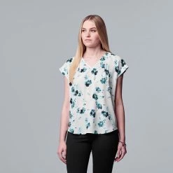 Petite Simply Vera Vera Wang V-Neck Top Deep Blue Sea -Simply Vera Vera Wang STORE unnamed file 1957