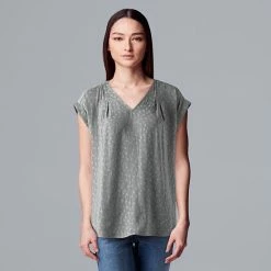 Petite Simply Vera Vera Wang V-Neck Top Deep Blue Sea -Simply Vera Vera Wang STORE unnamed file 1958
