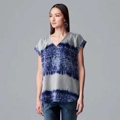 Petite Simply Vera Vera Wang V-Neck Top Deep Blue Sea -Simply Vera Vera Wang STORE unnamed file 1960