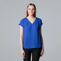 Petite Simply Vera Vera Wang V-Neck Top Deep Blue Sea -Simply Vera Vera Wang STORE unnamed file 1963