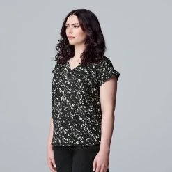 Petite Simply Vera Vera Wang V-Neck Top Deep Blue Sea -Simply Vera Vera Wang STORE unnamed file 1966