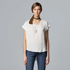 Petite Simply Vera Vera Wang V-Neck Top Deep Blue Sea -Simply Vera Vera Wang STORE unnamed file 1967