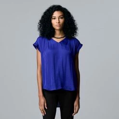 Petite Simply Vera Vera Wang V-Neck Top Deep Blue Sea -Simply Vera Vera Wang STORE unnamed file 1969