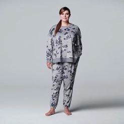 Plus Size Simply Vera Vera Wang Velour Pajama Top And Banded Bottom Pajama Pants Teal Floral