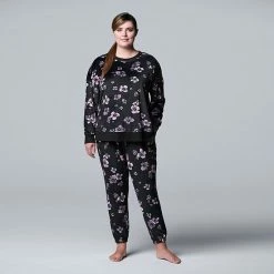 Plus Size Simply Vera Vera Wang Velour Pajama Top And Banded Bottom Pajama Pants Teal Floral -Simply Vera Vera Wang STORE unnamed file 2003