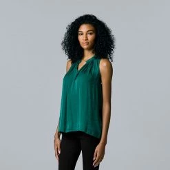 Petite Simply Vera Vera Wang Pleated Sleeveless Top Vera Black -Simply Vera Vera Wang STORE unnamed file 2034