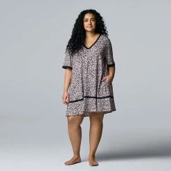 Plus Size Simply Vera Vera Wang Cozy Short Sleeve Sleepshirt Black Floral 8 Plus Size Simply Vera Vera Wang Cozy Short Sleeve Sleepshirt Black Floral -Simply Vera Vera Wang STORE unnamed file 2047