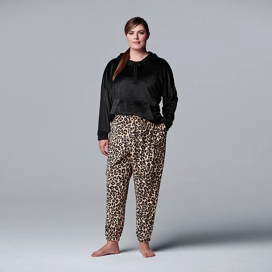 Plus Size Simply Vera Vera Wang Velour Pajama Top & Banded Bottom Pajama Pants Set Plum Stripe 2 Plus Size Simply Vera Vera Wang Velour Pajama Top & Banded Bottom Pajama Pants Set Plum Stripe - Image 2