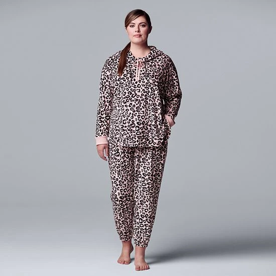 Plus Size Simply Vera Vera Wang Velour Pajama Top & Banded Bottom Pajama Pants Set Plum Stripe 5 Plus Size Simply Vera Vera Wang Velour Pajama Top & Banded Bottom Pajama Pants Set Plum Stripe - Image 5