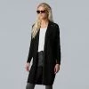 Petite Simply Vera Vera Wang Pointelle Long Cardigan Sweater Vera Black