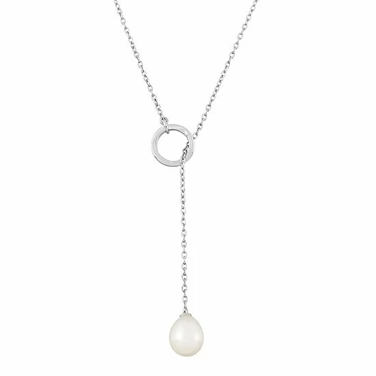 Simply Vera Vera Wang Sterling Silver Cultured Freshwater Pearl Lariat Necklace 1 Simply Vera Vera Wang Sterling Silver Cultured Freshwater Pearl Lariat Necklace