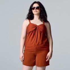 Women's Simply Vera Vera Wang Twist-Front Tank Speckle Wave C -Simply Vera Vera Wang STORE unnamed file 2136