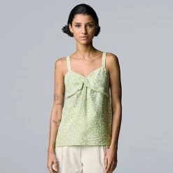 Women's Simply Vera Vera Wang Twist-Front Tank Speckle Wave C -Simply Vera Vera Wang STORE unnamed file 2137
