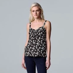 Women's Simply Vera Vera Wang Twist-Front Tank Speckle Wave C -Simply Vera Vera Wang STORE unnamed file 2138