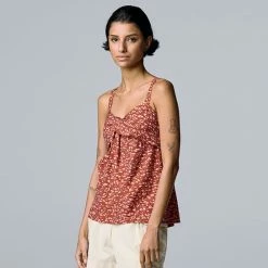 Women's Simply Vera Vera Wang Twist-Front Tank Speckle Wave C -Simply Vera Vera Wang STORE unnamed file 2140