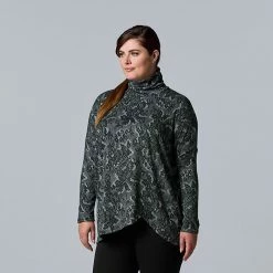 Plus Size Simply Vera Vera Wang Cozy Asymmetrical-Hem Top Aged Wine -Simply Vera Vera Wang STORE unnamed file 2146