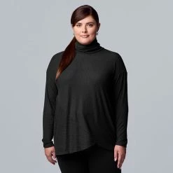 Plus Size Simply Vera Vera Wang Cozy Asymmetrical-Hem Top Aged Wine -Simply Vera Vera Wang STORE unnamed file 2147