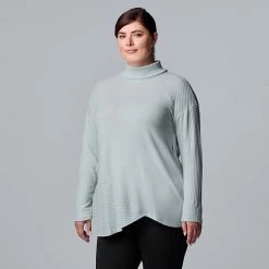 Plus Size Simply Vera Vera Wang Cozy Asymmetrical-Hem Top Aged Wine -Simply Vera Vera Wang STORE unnamed file 2148