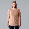 Plus Size Simply Vera Vera Wang Solid Side Ruched Tee Alluring Dip Dye