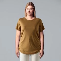 Plus Size Simply Vera Vera Wang Solid Side Ruched Tee Alluring Dip Dye -Simply Vera Vera Wang STORE unnamed file 2152