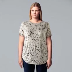 Plus Size Simply Vera Vera Wang Solid Side Ruched Tee Alluring Dip Dye -Simply Vera Vera Wang STORE unnamed file 2153