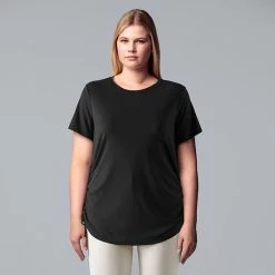 Plus Size Simply Vera Vera Wang Solid Side Ruched Tee Alluring Dip Dye -Simply Vera Vera Wang STORE unnamed file 2154