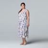 Plus Size Simply Vera Vera Wang Cozy Maxi Chemise Black Ditsy