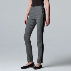 Petite Simply Vera Vera Wang Simply Modern Side-Stripe Skinny Pants Stripe Texture -Simply Vera Vera Wang STORE unnamed file 2187