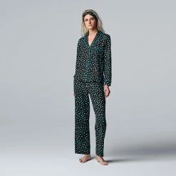 Women's Simply Vera Vera Wang Cozy 3-pc. Long Sleeve Pajama Set & Matching Headband Black Dot -Simply Vera Vera Wang STORE unnamed file 224