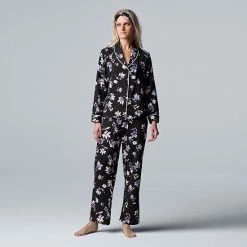 Women's Simply Vera Vera Wang Cozy 3-pc. Long Sleeve Pajama Set & Matching Headband Black Dot -Simply Vera Vera Wang STORE unnamed file 225