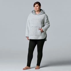 Plus Size Simply Vera Vera Wang Sherpa Hooded Tunic And Jersey Leggings Set