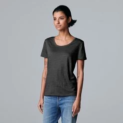 Petite Simply Vera Vera Wang Textured Relaxed Fit Tee Aspire Mauve