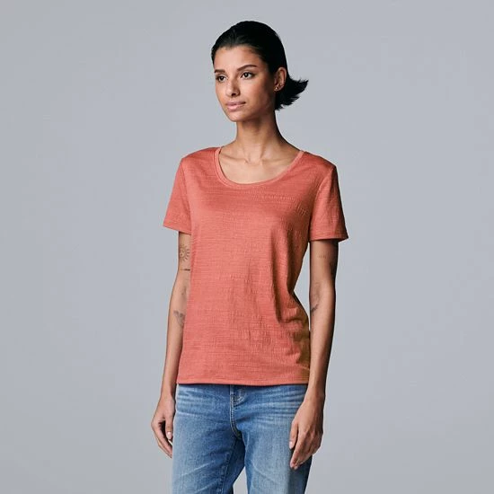 Petite Simply Vera Vera Wang Textured Relaxed Fit Tee Aspire Mauve 5 Petite Simply Vera Vera Wang Textured Relaxed Fit Tee Aspire Mauve - Image 5