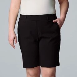 Plus Size Simply Vera Vera Wang City Twill Shorts Vera Black -Simply Vera Vera Wang STORE unnamed file 2308