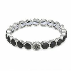 Simply Vera Vera Wang Silver Tone Black, Gray, & Clear Crystal Stretch Bracelet