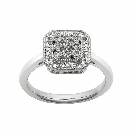 Simply Vera Vera Wang Diamond Accent Sterling Silver Octagonal Halo Ring 1 Simply Vera Vera Wang Diamond Accent Sterling Silver Octagonal Halo Ring