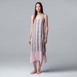 Women's Simply Vera Vera Wang Maxi Chemise With Chiffon Trim Lt Blue Floral -Simply Vera Vera Wang STORE unnamed file 2338