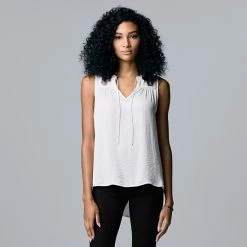 Women's Simply Vera Vera Wang Shirred Sleeveless Blouse Stem Floral A 6 Women's Simply Vera Vera Wang Shirred Sleeveless Blouse Stem Floral A -Simply Vera Vera Wang STORE unnamed file 2365