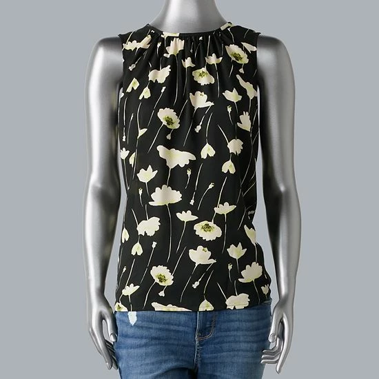 Women's Simply Vera Vera Wang Pintuck Sleeveless Blouse Stem Floral A 1 Women's Simply Vera Vera Wang Pintuck Sleeveless Blouse Stem Floral A