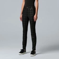 Women's Simply Vera Vera Wang High-Rise Ponte Skinny Pants Cannonball Heather -Simply Vera Vera Wang STORE unnamed file 237