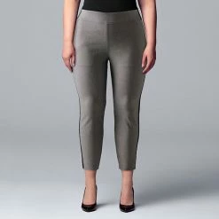 Plus Size Simply Vera Vera Wang Side Stripe Pull-On Ankle Pants