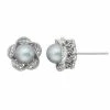 Simply Vera Vera Wang Dyed Freshwater Cultured Pearl & Diamond Accent Sterling Silver Flower Stud Earrings