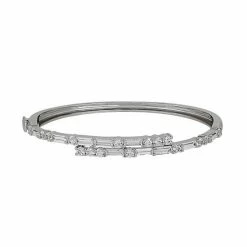 Simply Vera Vera Wang Sterling Silver Lab-Created White Sapphire Bypass Bangle Bracelet