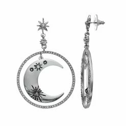 Simply Vera Vera Wang Moon & Star Orbital Drop Earrings Jet Tone -Simply Vera Vera Wang STORE unnamed file 2432