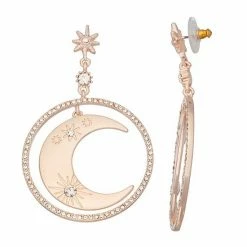 Simply Vera Vera Wang Moon & Star Orbital Drop Earrings Jet Tone -Simply Vera Vera Wang STORE unnamed file 2433