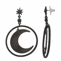 Simply Vera Vera Wang Moon & Star Orbital Drop Earrings Jet Tone -Simply Vera Vera Wang STORE unnamed file 2434