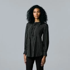 Women's Simply Vera Vera Wang Pintuck High-Neck Blouse Modern White -Simply Vera Vera Wang STORE unnamed file 246