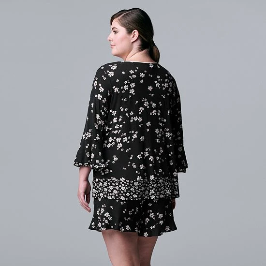 Plus Size Simply Vera Vera Wang 3/4 Sleeve Pajama Top & Pajama Boxer Shorts Set Lilac Plaid 2 Plus Size Simply Vera Vera Wang 3/4 Sleeve Pajama Top & Pajama Boxer Shorts Set Lilac Plaid - Image 2