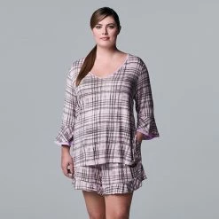 Plus Size Simply Vera Vera Wang 3/4 Sleeve Pajama Top & Pajama Boxer Shorts Set Lilac Plaid 9 Plus Size Simply Vera Vera Wang 3/4 Sleeve Pajama Top & Pajama Boxer Shorts Set Lilac Plaid -Simply Vera Vera Wang STORE unnamed file 2498